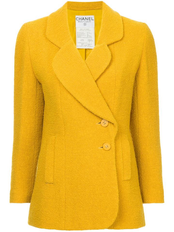 Chanel Vintage Off-the-centre Buttoned Blazer - Yellow & Orange