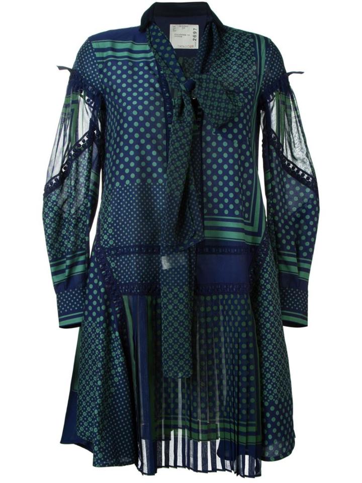 Sacai Scarf Print Tie Neck Dress