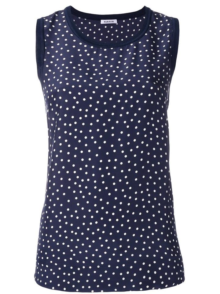 P.a.r.o.s.h. Sispot Pois Print Tank, Women's, Size: Large, Blue, Silk