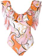 Emilio Pucci Ruffled Printed Swimsuit - Multicolour
