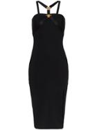 Versace Medusa Medallion Ribbon Silk Dress - Black