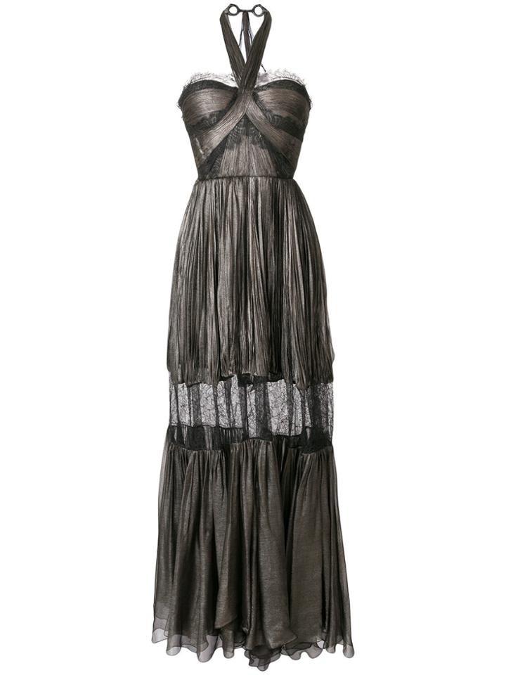 Maria Lucia Hohan Metallic Halterneck Maxi Dress - Brown