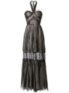 Maria Lucia Hohan Metallic Halterneck Maxi Dress - Brown