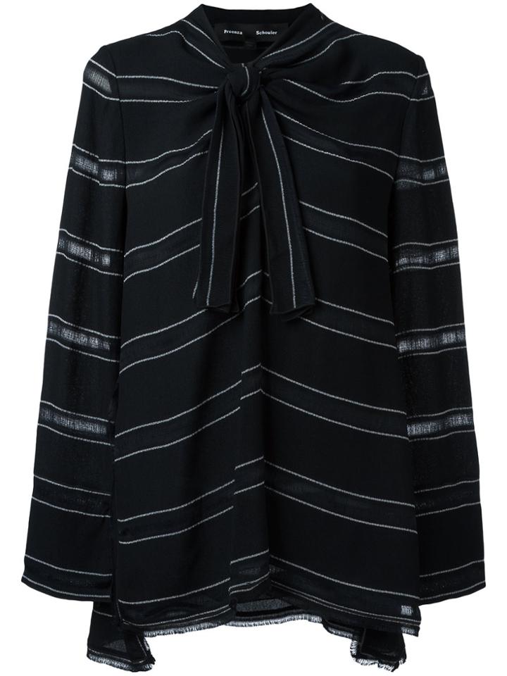 Proenza Schouler Striped Pussybow Top - Black