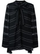 Proenza Schouler Striped Pussybow Top - Black
