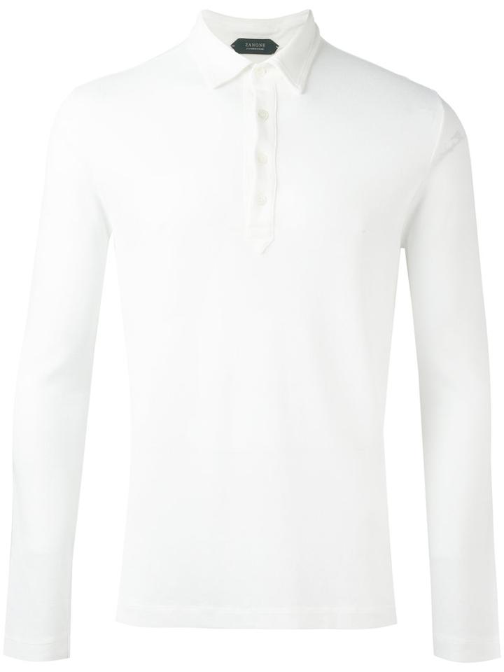 Zanone Fitted Polo Shirt, Men's, Size: 48, White, Cotton