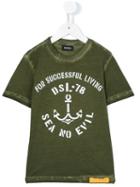 Diesel Kids - Printed T-shirt - Kids - Cotton - 10 Yrs, Green