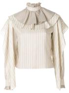 Jw Anderson Mix-stripe Ruffle Top - Nude & Neutrals