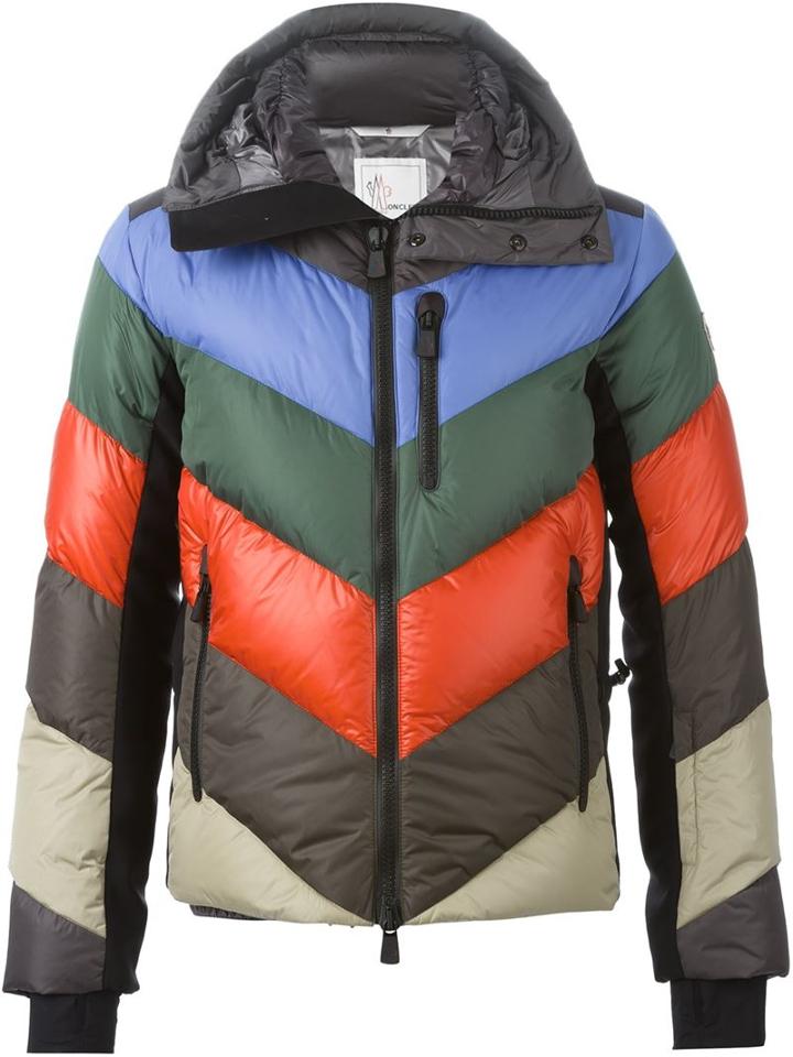 Moncler Grenoble Chevron Padded Jacket, Men's, Size: Iv, Grey, Polyamide/polyester/feather Down