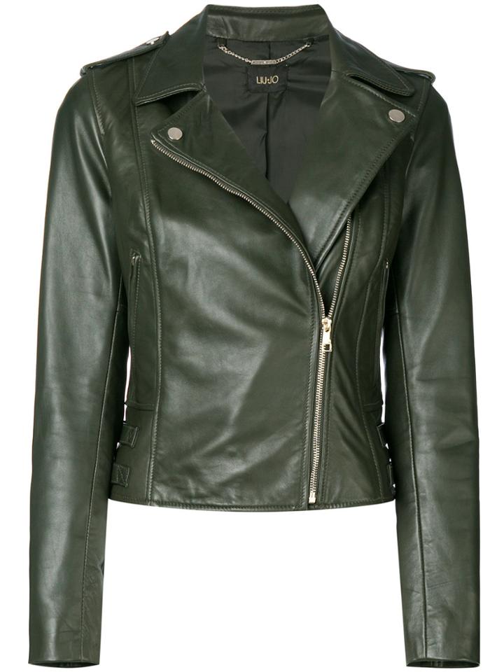Liu Jo Leather Biker Jacket - Green
