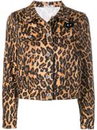 Miu Miu Leopard Denim Jacket - Brown