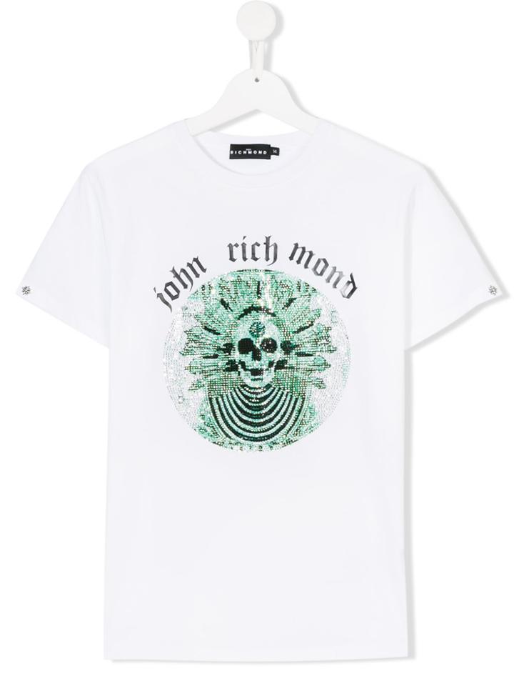 John Richmond Kids Teen Embellished Skull T-shirt - White