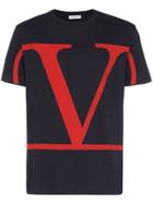 Valentino V Logo Print T-shirt - Blue