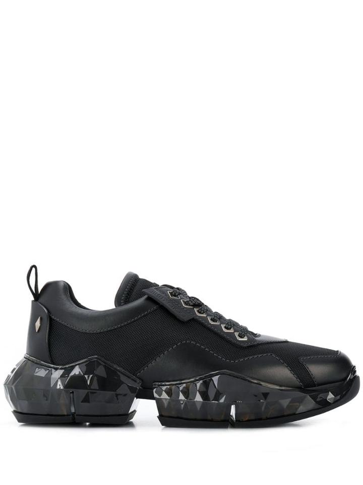Jimmy Choo Diamond/m Leather Low-top Trainers - Black