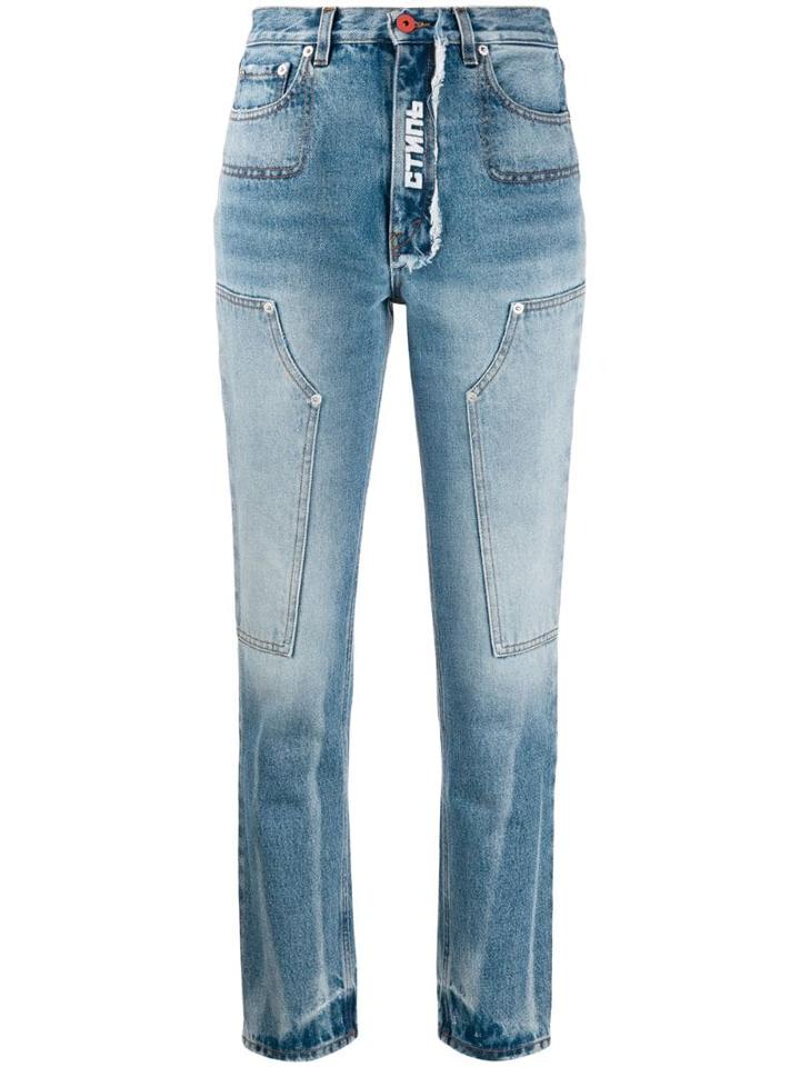 Heron Preston Vintage Wash Jeans - Blue