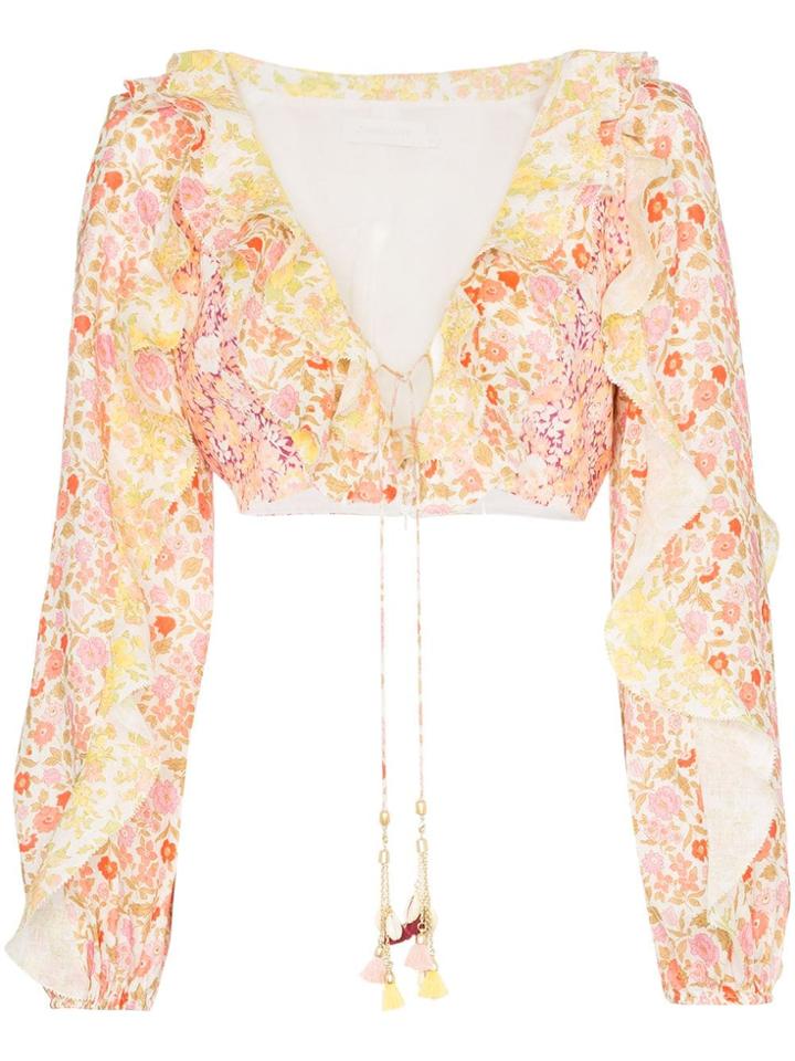 Zimmermann Goldie Ruffled Crop Top - Spliced