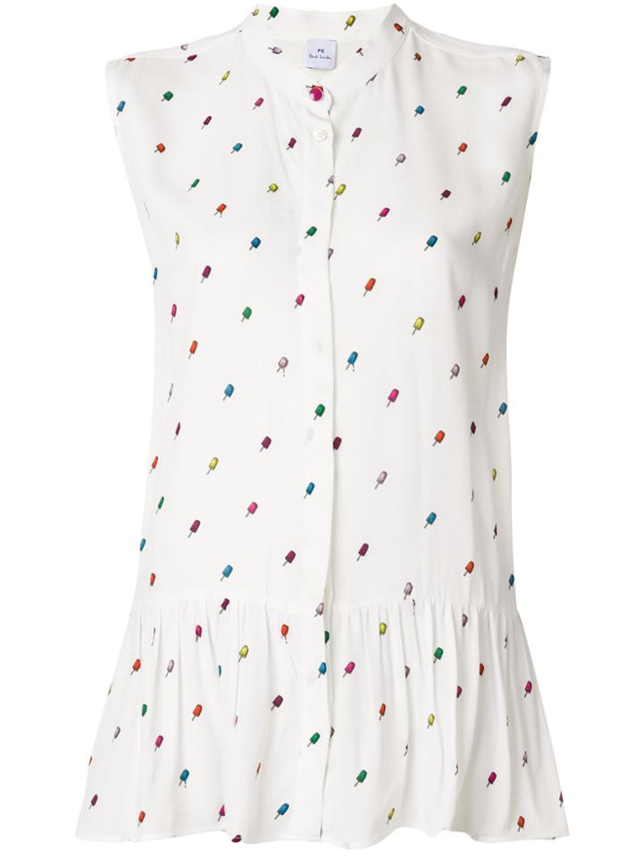 Ps By Paul Smith Printed Sleeveless Blouse - White