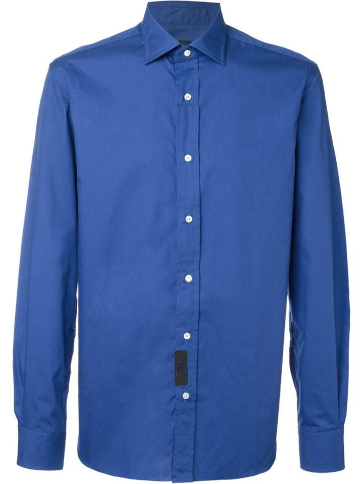 Mp Massimo Piombo Plain Shirt, Men's, Size: 41, Blue, Cotton