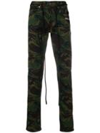 Off-white Printed Slim-fit Jeans - Green