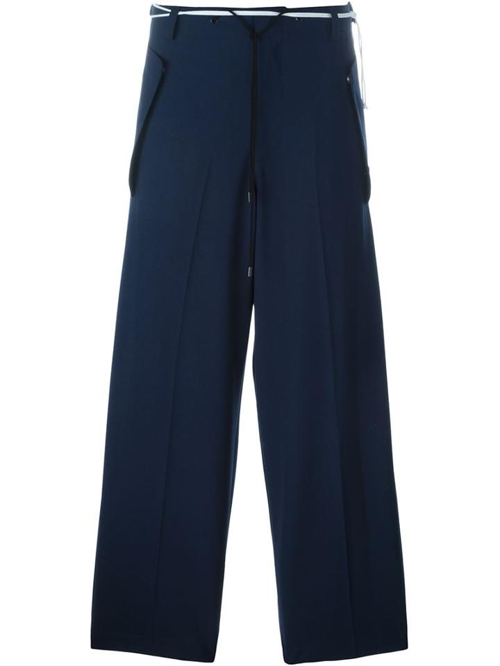 Tim Coppens Pleated Drawstring Tapered Trousers, Women's, Size: Small, Blue, Spandex/elastane/rayon/virgin Wool