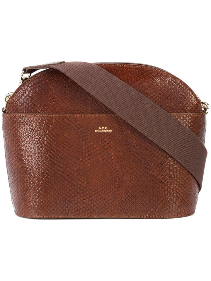 A.p.c. Snake Embossed Half Moon Bag - Brown