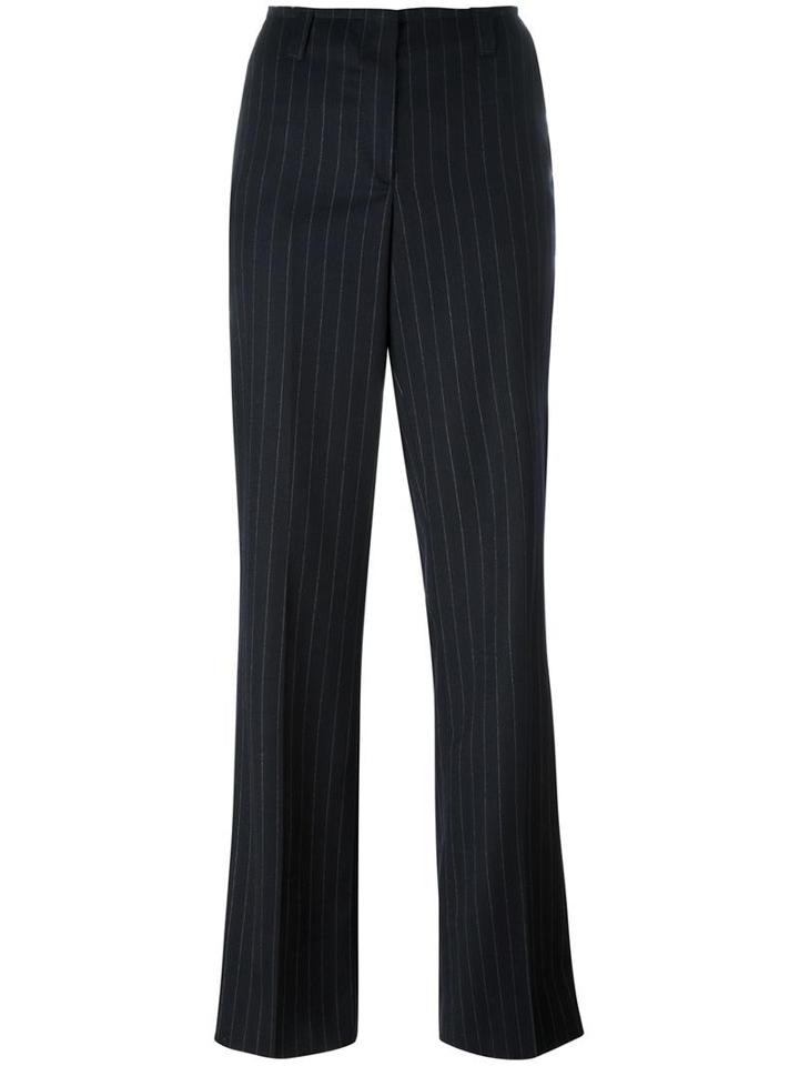 Dondup Pinstripe Straight Trousers, Women's, Size: 42, Blue, Spandex/elastane/virgin Wool