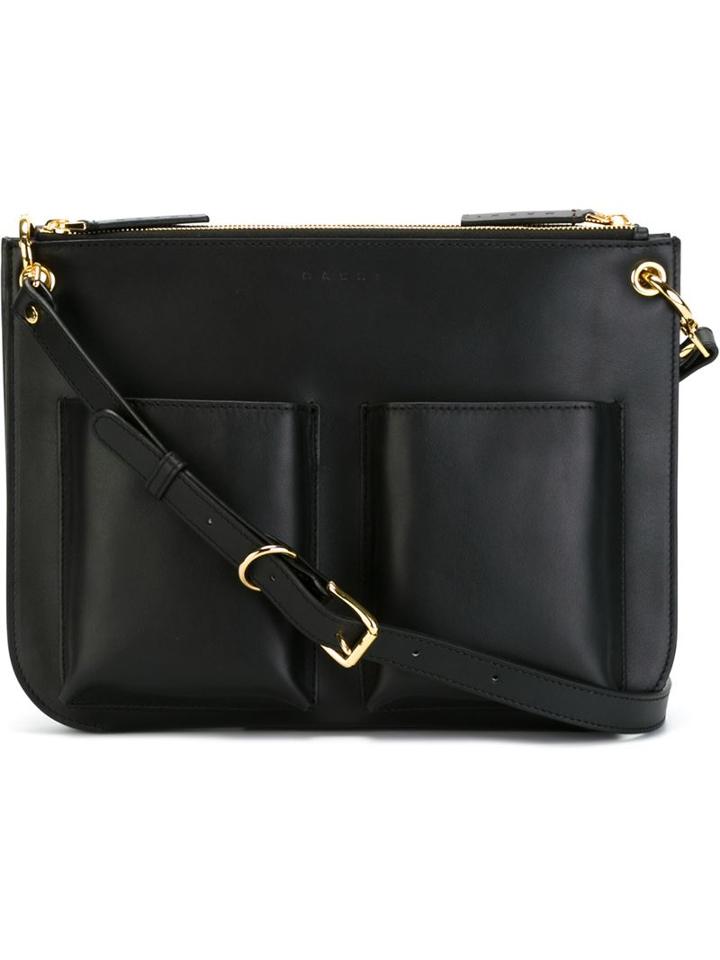 Marni Bandolier Shoulder Bag, Women's, Black, Calf Leather