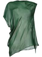 08sircus Sheer Asymmetric Hem Top, Women's, Size: 36, Green, Cupro