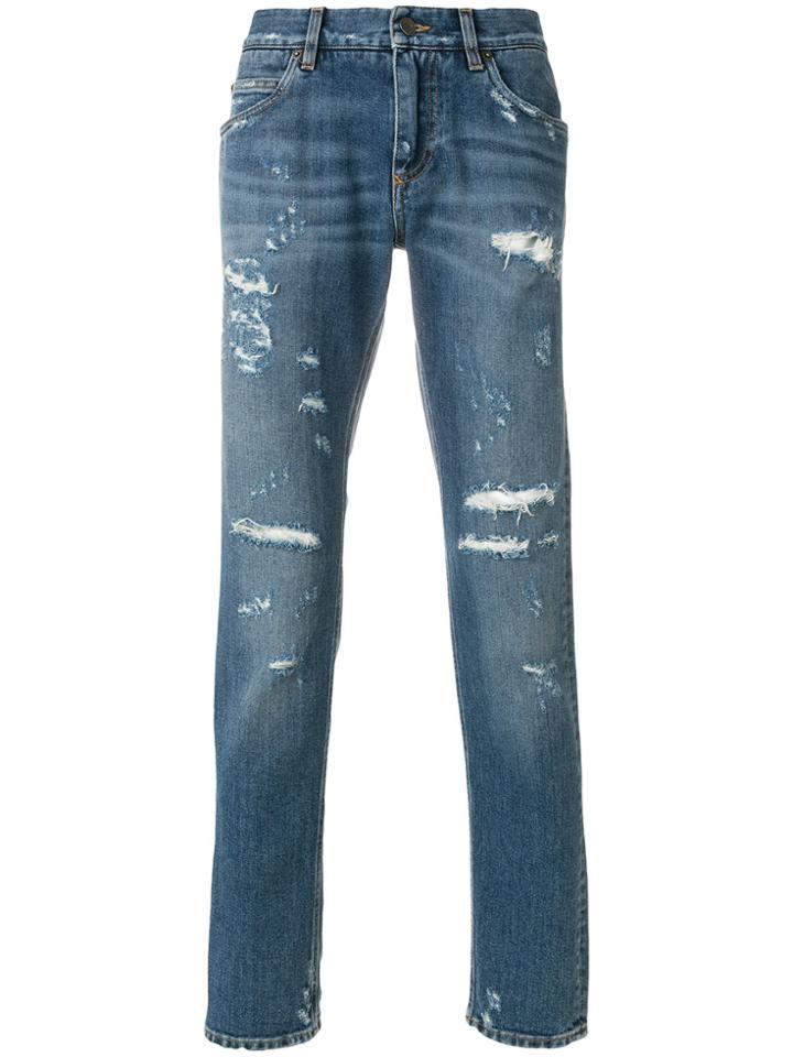 Dolce & Gabbana Distressed Regular Fit Jeans - Blue