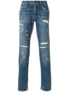 Dolce & Gabbana Distressed Regular Fit Jeans - Blue