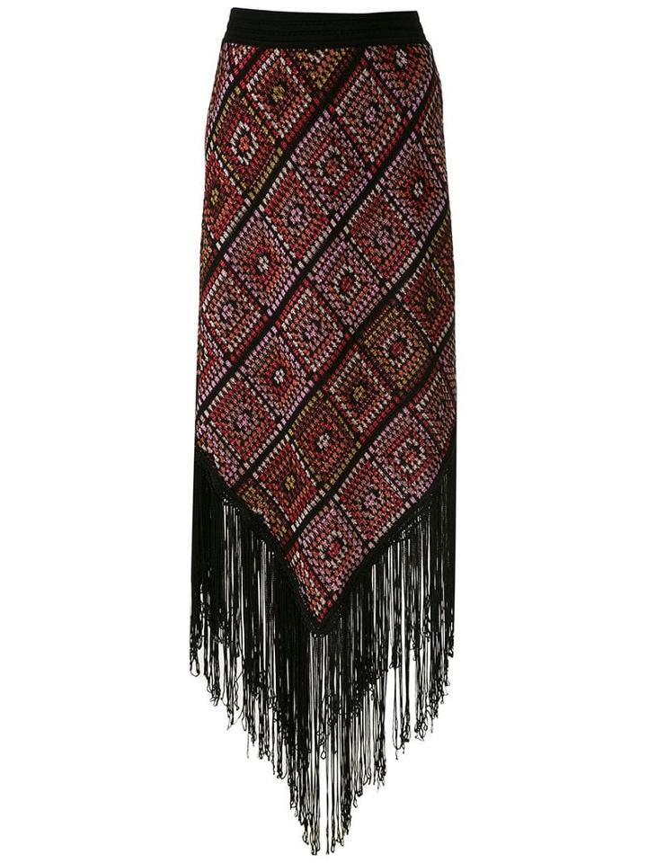 Cecilia Prado Diamond Fringed Knitted Skirt - Black