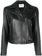 Fendi Ff Logo Band Leather Jacket - Black