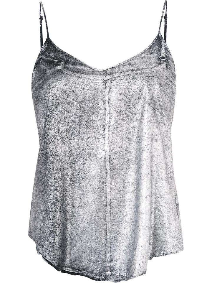 Rta Spaghetti Straps Blouse, Women's, Size: Xs, Grey, Silk