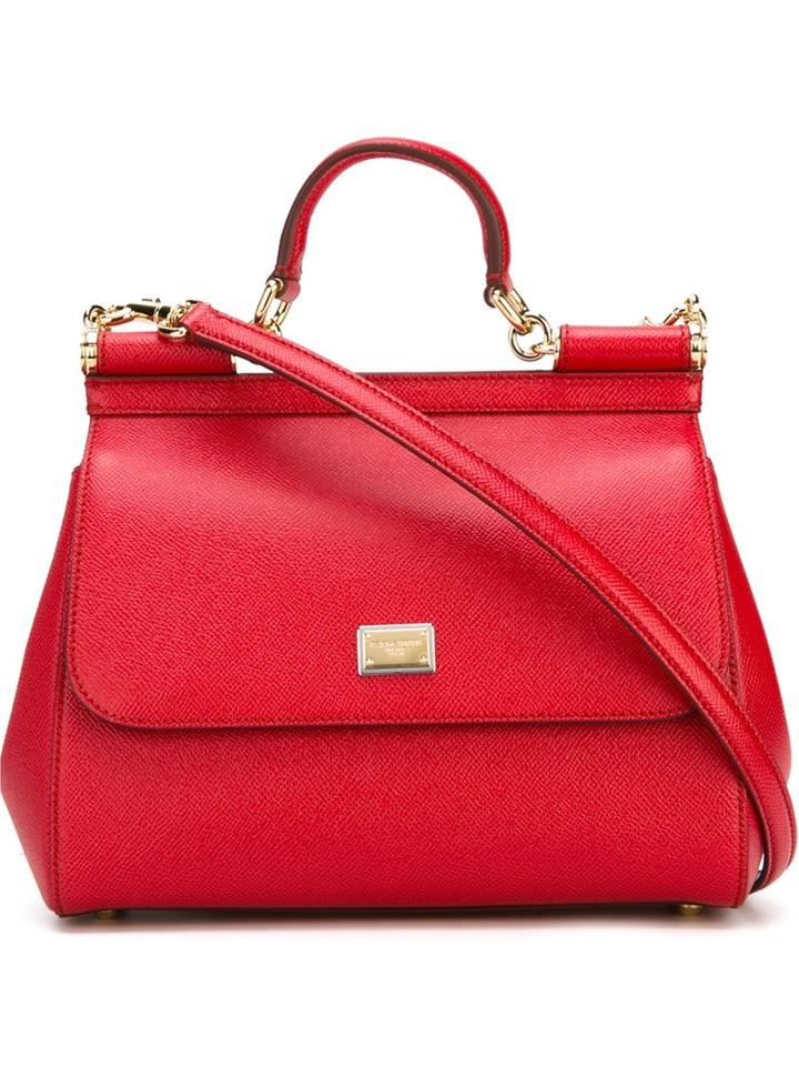 Dolce & Gabbana Sicily Tote, Women's, Red, Leather