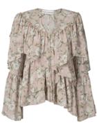Robert Rodriguez - Floral Ruffle Blouse - Women - Silk - Xs, Pink/purple, Silk