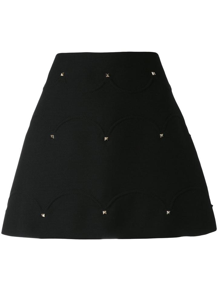 Valentino - A-line Skirt - Women - Silk/virgin Wool - 42, Black, Silk/virgin Wool