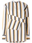 Ports 1961 Striped Collarless Shirt - Multicolour