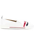 Thom Browne Striped Bow Slip-on Sneakers - White