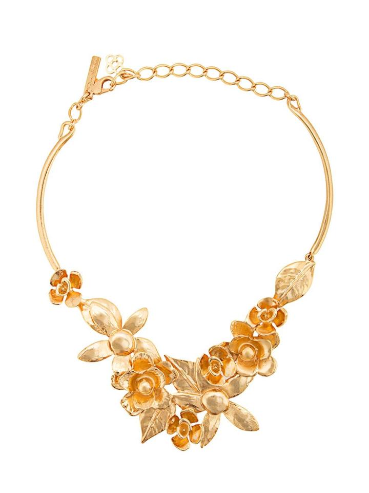 Oscar De La Renta Flower Necklace - Yellow & Orange