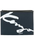 Kenzo - Kenzo Signature Clutch - Men - Leather/polyester - One Size, Blue, Leather/polyester