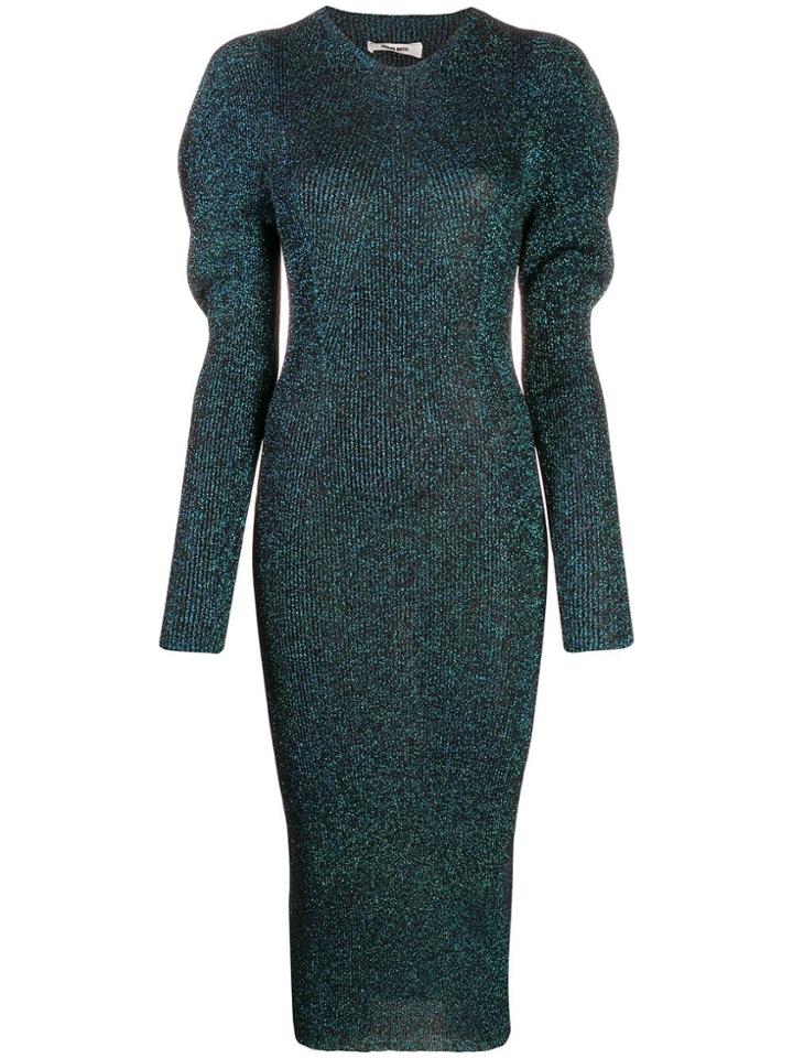 Circus Hotel Metallized Juliet-sleeves Dress - Black