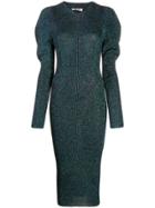 Circus Hotel Metallized Juliet-sleeves Dress - Black