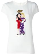Dolce & Gabbana 'family Patch' T-shirt, Women's, Size: 42, White, Silk/spandex/elastane/cotton/glass