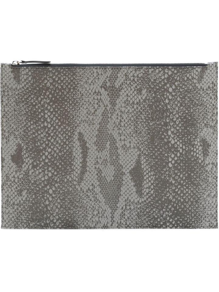 Maison Margiela - Snakeskin Print Clutch - Men - Polyester - One Size, Grey, Polyester