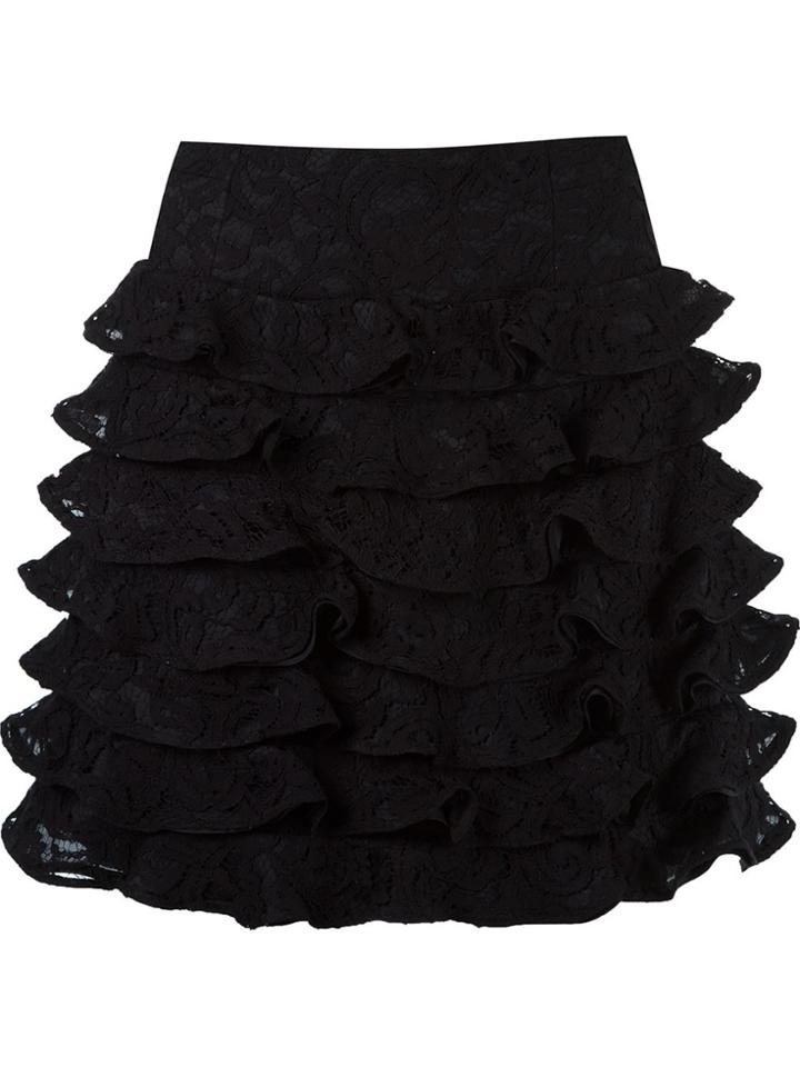 Martha Medeiros Ruffled Silk Skirt - Black
