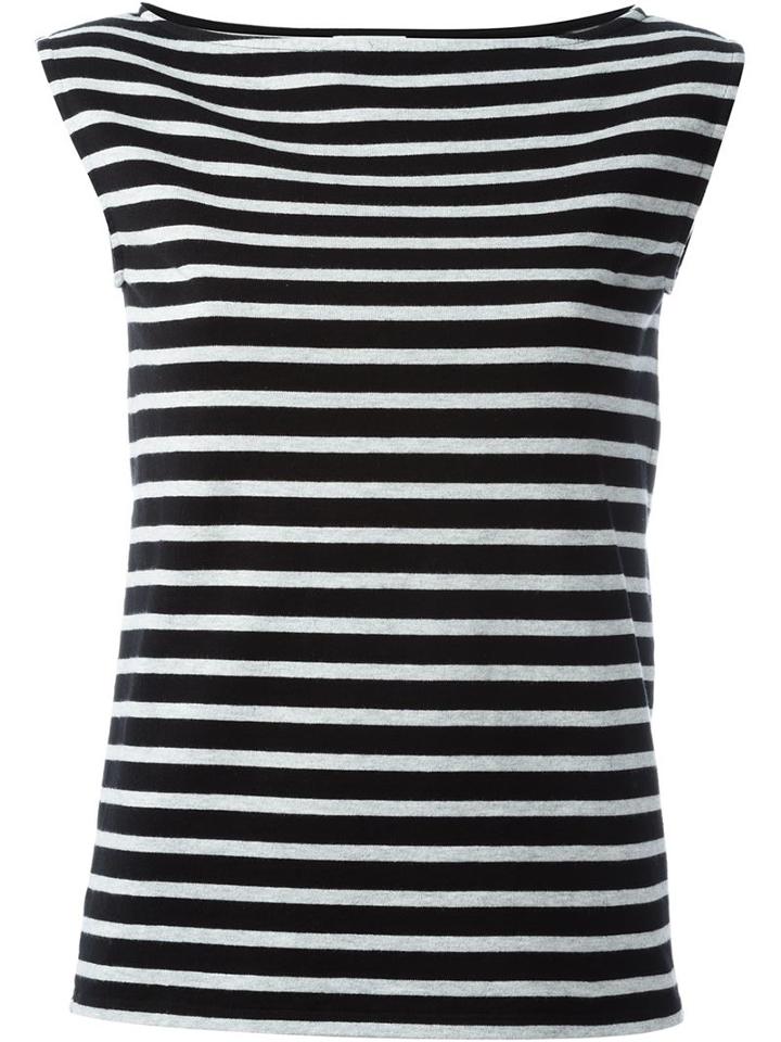 Saint Laurent Striped Tank Top, Women's, Size: L, Black, Cotton