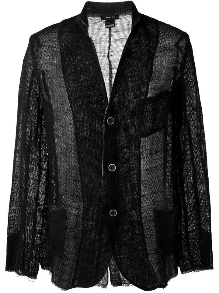 Avant Toi Frayed Edge Fine Knit Blazer, Men's, Size: Medium, Black, Cotton/linen/flax