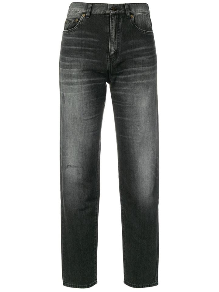 Saint Laurent Distressed Boyfriend Jeans - Black
