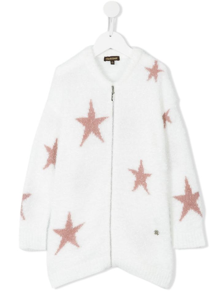 Roberto Cavalli Kids - Star Cardigan - Kids - Polyamide/polyester - 10 Yrs, White