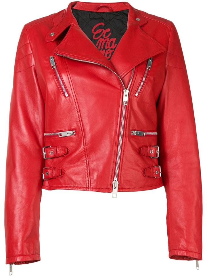 Ermanno Scervino Buckle Detail Biker Jacket - Red